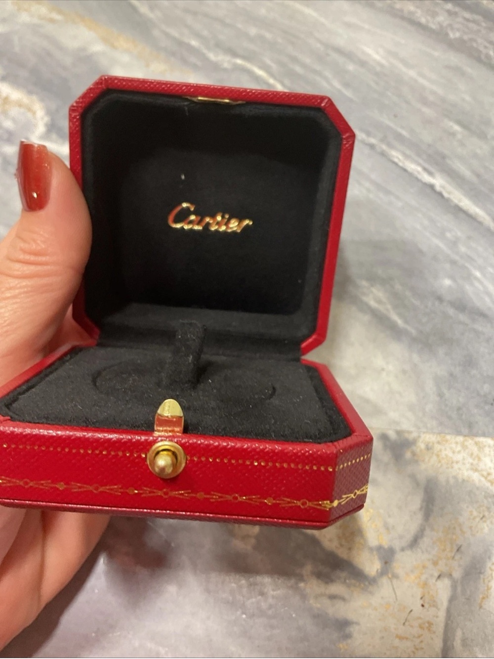 Cartier Red and Black Jewelry Case with Gold Accents